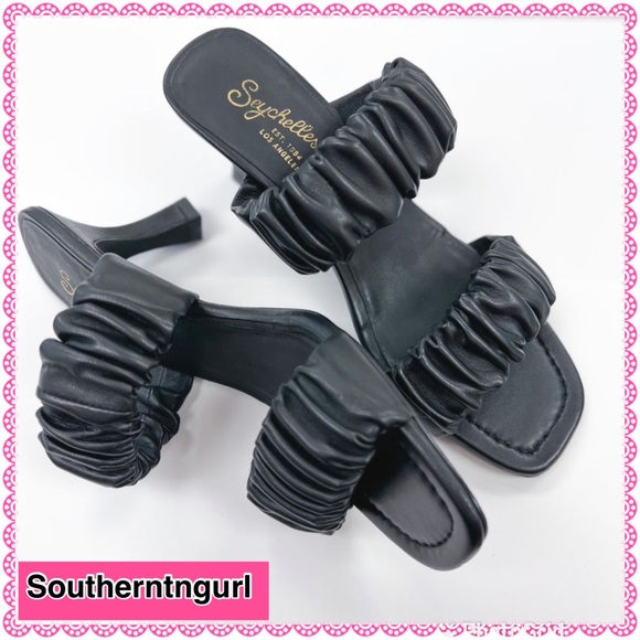 NWT SEYCHELLES “ Leeward “ Leather Square Toe Kitten Heel Mules Heels - Picture 1 of 13